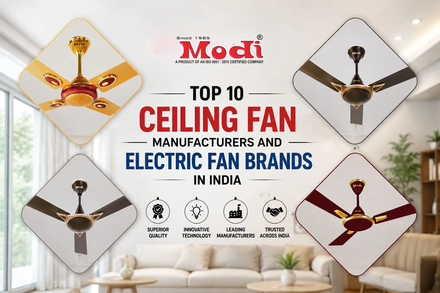 Top 10 Ceiling Fan Manufacturers and Electric Fan Brands in India